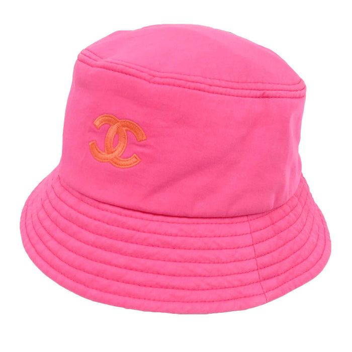 CHANEL COCO CC logo embroidery cotton Coco mark embroidered bucket hat