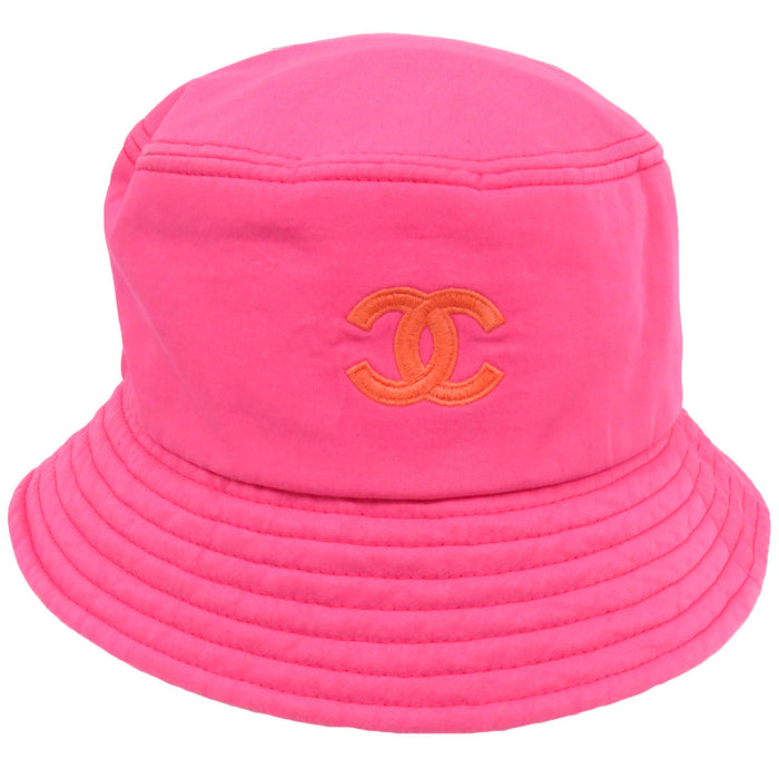 CHANEL COCO CC logo embroidery cotton Coco mark embroidered bucket hat