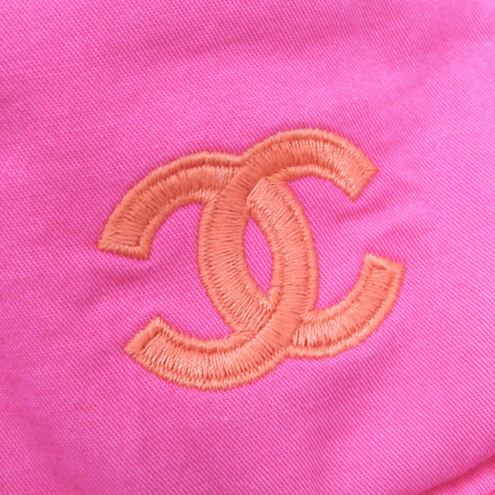 CHANEL COCO CC logo embroidery cotton Coco mark embroidered bucket hat
