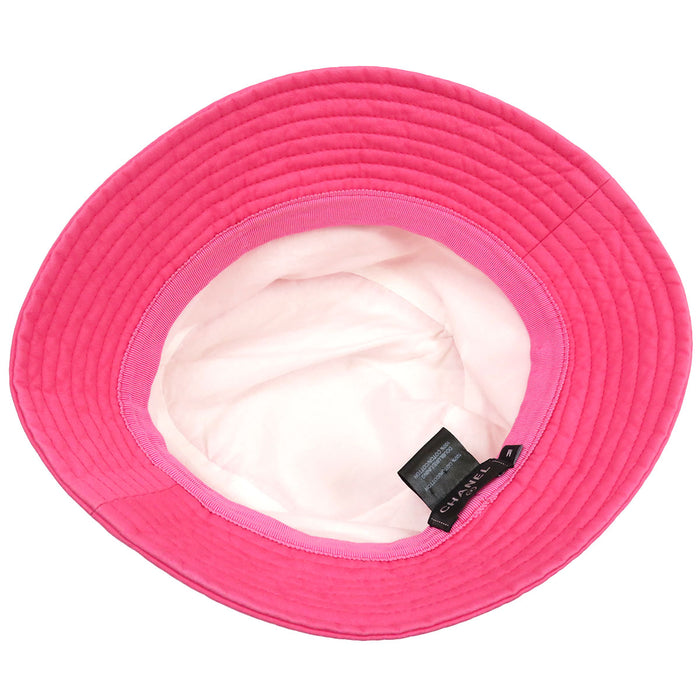 CHANEL COCO CC logo embroidery cotton Coco mark embroidered bucket hat
