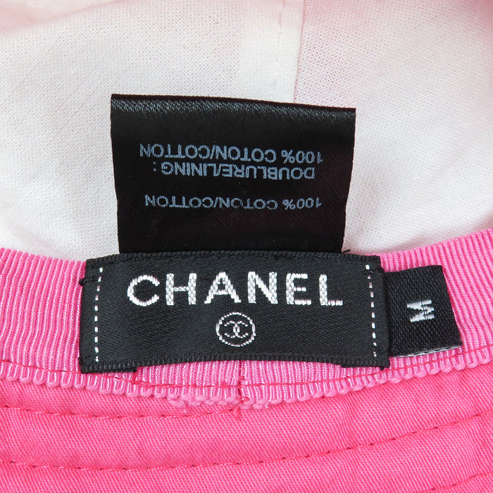 CHANEL COCO CC logo embroidery cotton Coco mark embroidered bucket hat