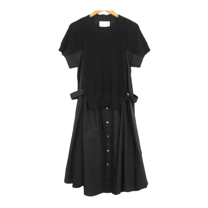 Sacai 
sacai ロゴ ベルト コットン ニット 
ショートスリーブ ドッキング ワンピース