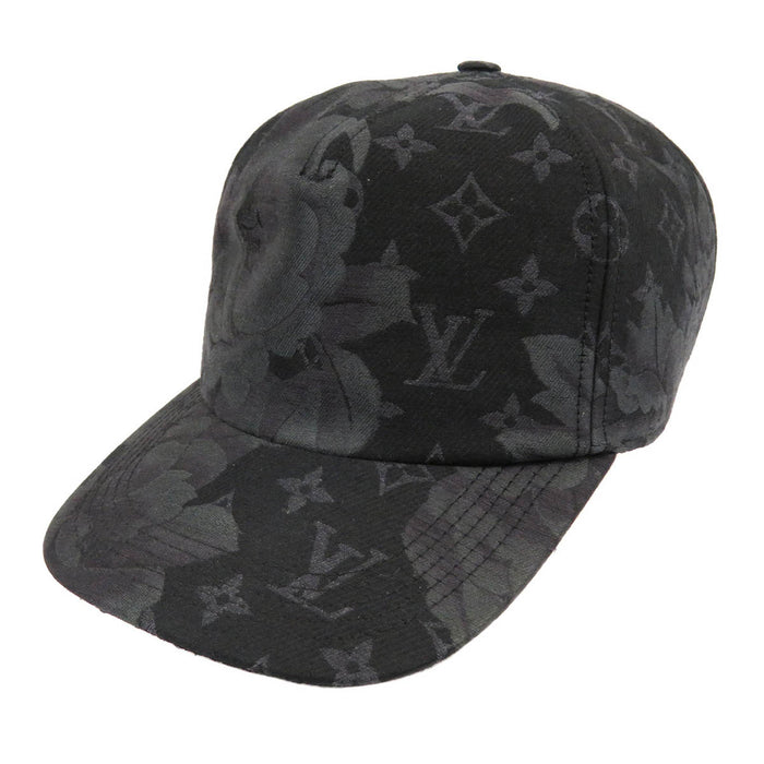 LOUIS VUITTON 
LV all-over pattern wool silk 
casquette monogram flower