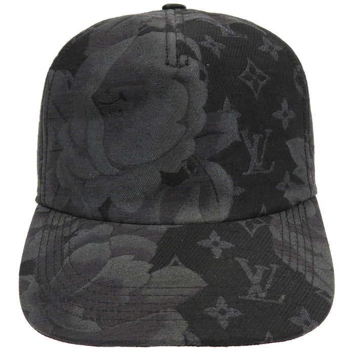 LOUIS VUITTON 
LV all-over pattern wool silk 
casquette monogram flower