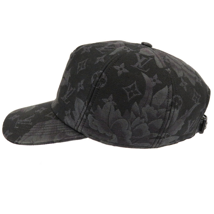LOUIS VUITTON 
LV all-over pattern wool silk 
casquette monogram flower