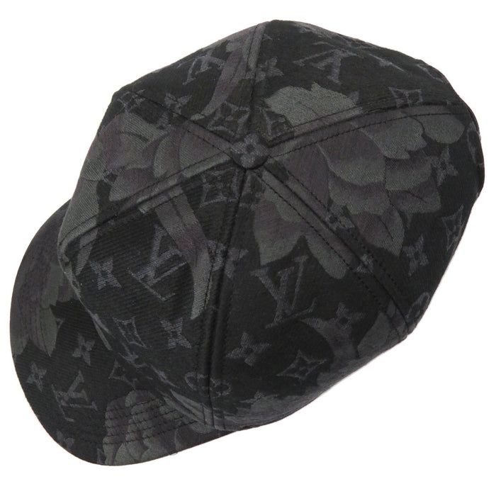 LOUIS VUITTON 
LV all-over pattern wool silk 
casquette monogram flower