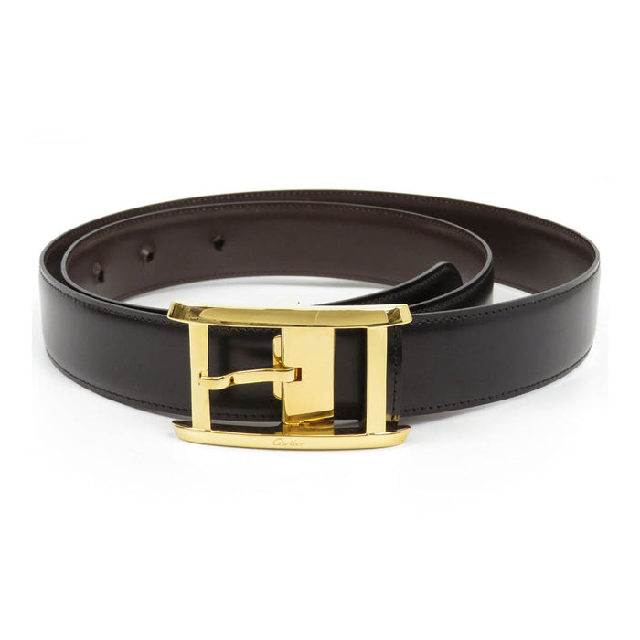 Cartier カルティエ タンク リバーシブル ベルト ゴールド レザー CARTIER ゴールドカラー金具 レザー タンク リバーシブル ベルト– TS