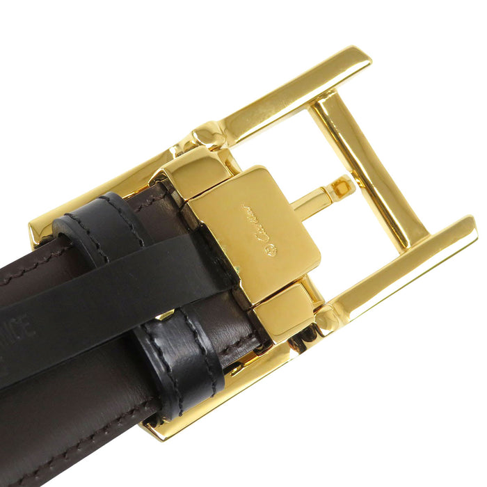 CARTIER ゴールドカラー金具 レザー タンク リバーシブル ベルト– TS