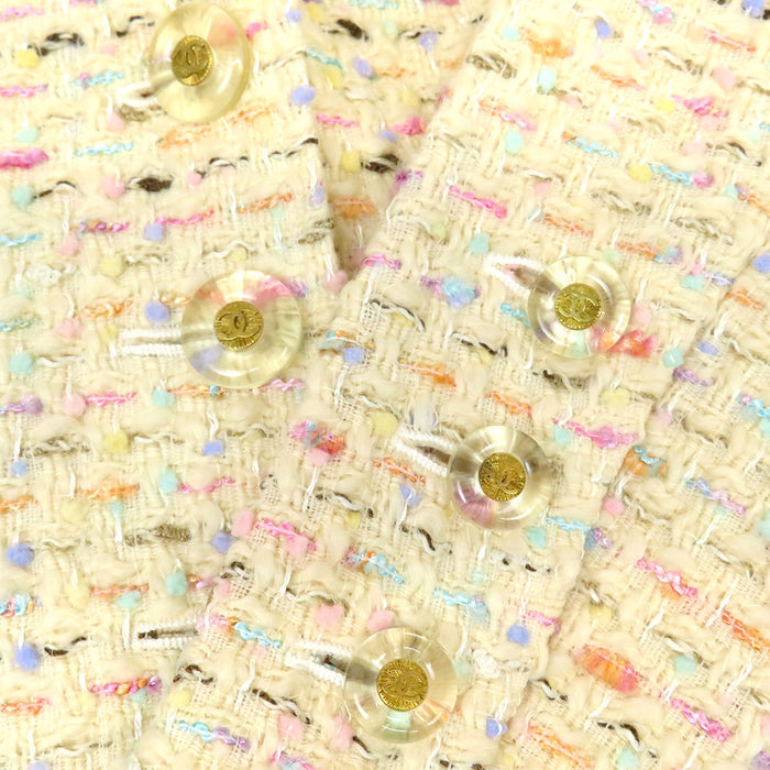 CHANEL 
COCO CC Bottone Coco Completo senza colletto con scollo a V 94P 
Set vintage in tweed con logo Coco