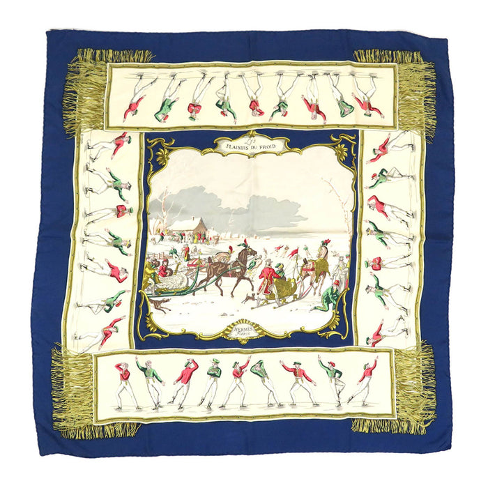 HERMES 
スカーフ 大判 シルク 
カレ 90 LES PLAISIRS DU FROID 氷上の喜び