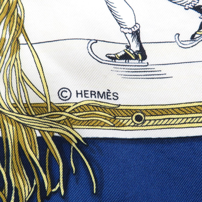 HERMES 
スカーフ 大判 シルク 
カレ 90 LES PLAISIRS DU FROID 氷上の喜び