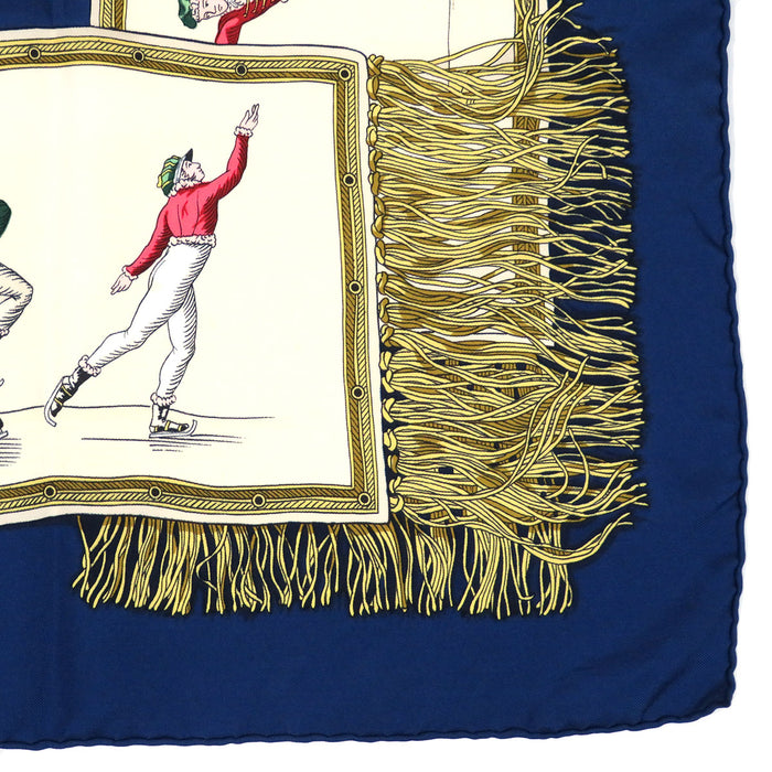 HERMES スカーフ 大判 シルク カレ 90 LES PLAISIRS DU FROID 氷上の