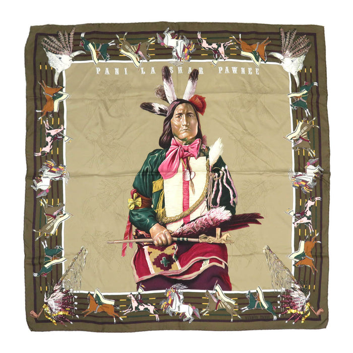 HERMES スカーフ 大判 シルク カレ 90 PANI LA SHAR PAWNEE パウニー族