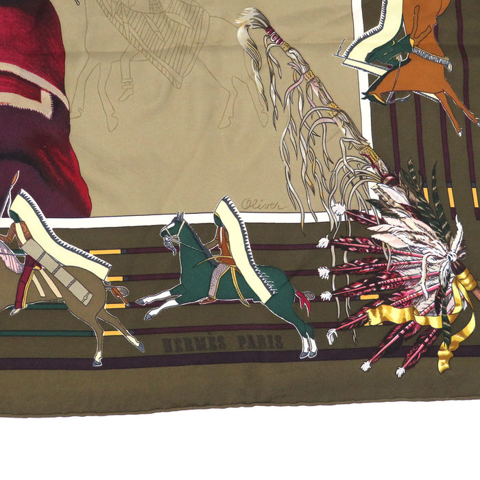 HERMES スカーフ 大判 シルク カレ 90 PANI LA SHAR PAWNEE パウニー族