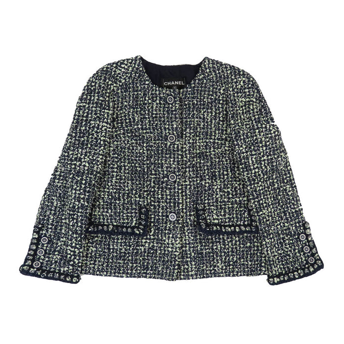 CHANEL COCO CC ココボタン 19P ココマーク ツイード ノーカラー