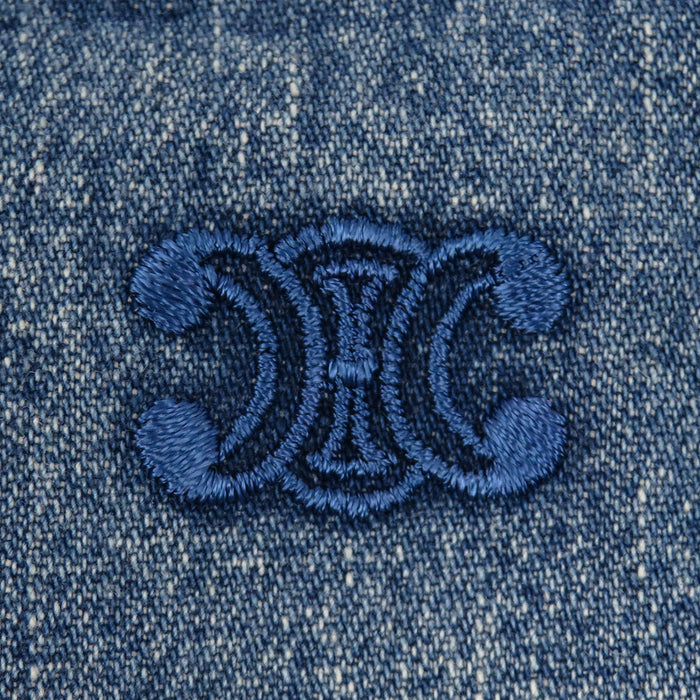 CELINE 
ロゴ 刺繍 コットン 
トリオンフ エンブロイダリー クロップド デニム シャツ