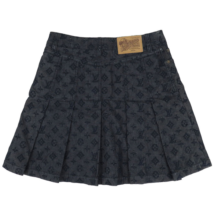 路易威登  
LV 標誌 全圖案 棉質  
Monogram 牛仔布 百褶裙