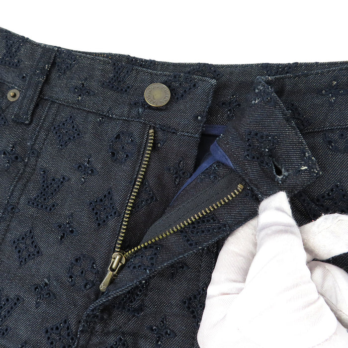 路易威登  
LV 標誌 全圖案 棉質  
Monogram 牛仔布 百褶裙