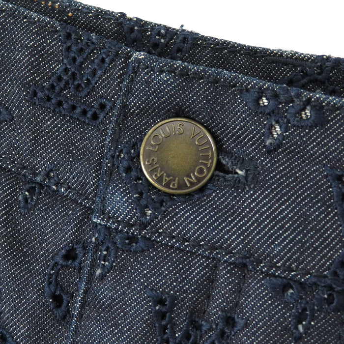 路易威登  
LV 標誌 全圖案 棉質  
Monogram 牛仔布 百褶裙