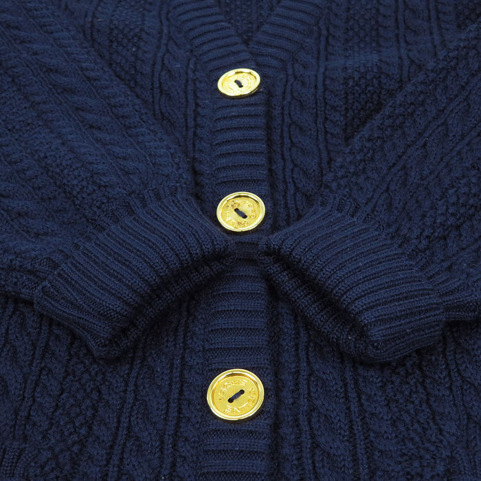 CELINE 
ケーブルニット ゴールドカラー金具 
ヴィンテージ ウール カーディガン