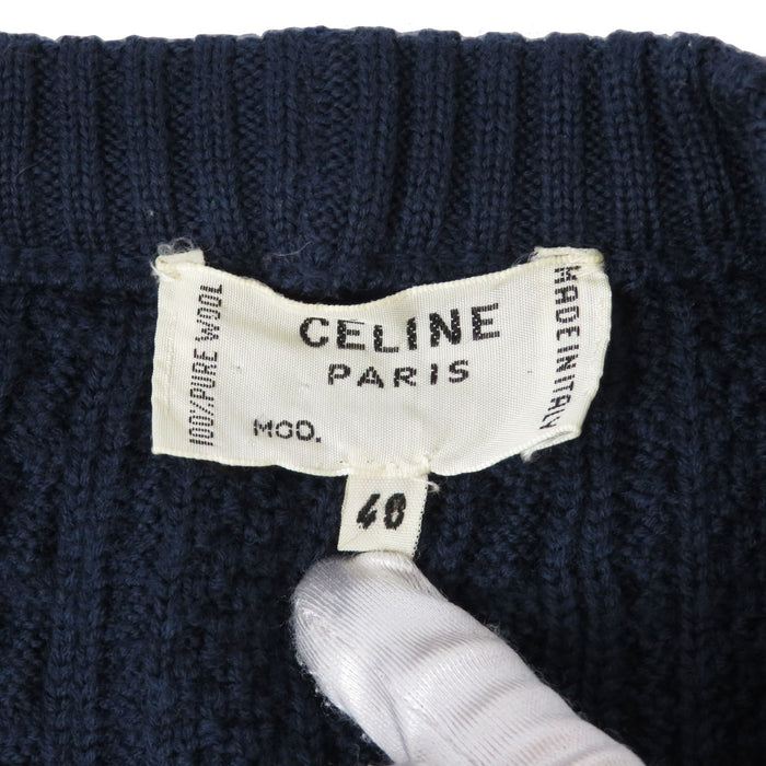 CELINE  
纜線針織 金色金屬配件  
復古 羊毛 開襟衫