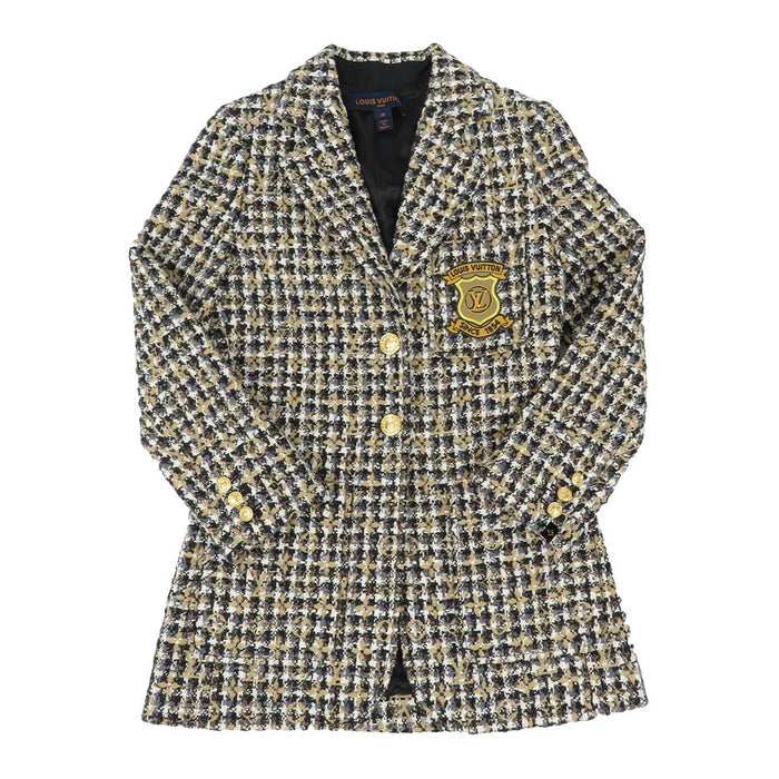 路易威登  
LV圓形徽章標誌  
經典花紋斜紋軟呢夾克