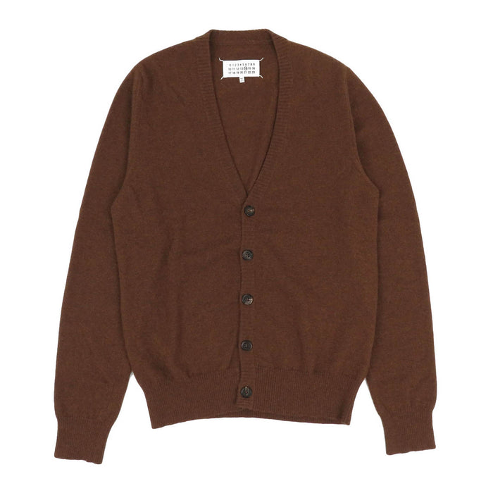 MARTIN MARGIELA  
V領 羊毛 皮革  
肘部補丁 開襟衫