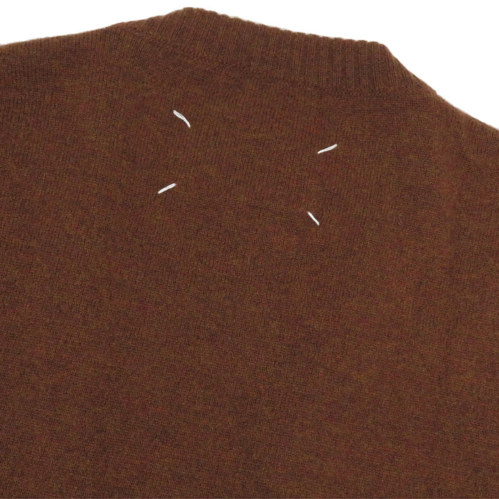 MARTIN MARGIELA  
V領 羊毛 皮革  
肘部補丁 開襟衫