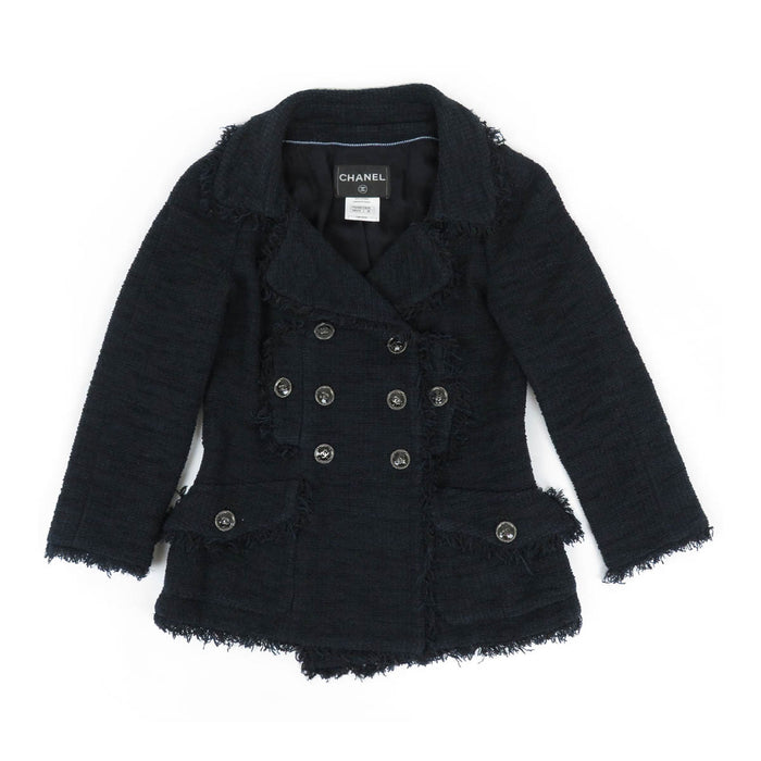 CHANEL 
COCO CC ココボタン フリンジ コットン混 ナイロン混 13C 
ココマーク ツイード ジャケット