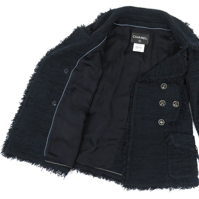 CHANEL 
COCO CC ココボタン フリンジ コットン混 ナイロン混 13C 
ココマーク ツイード ジャケット
