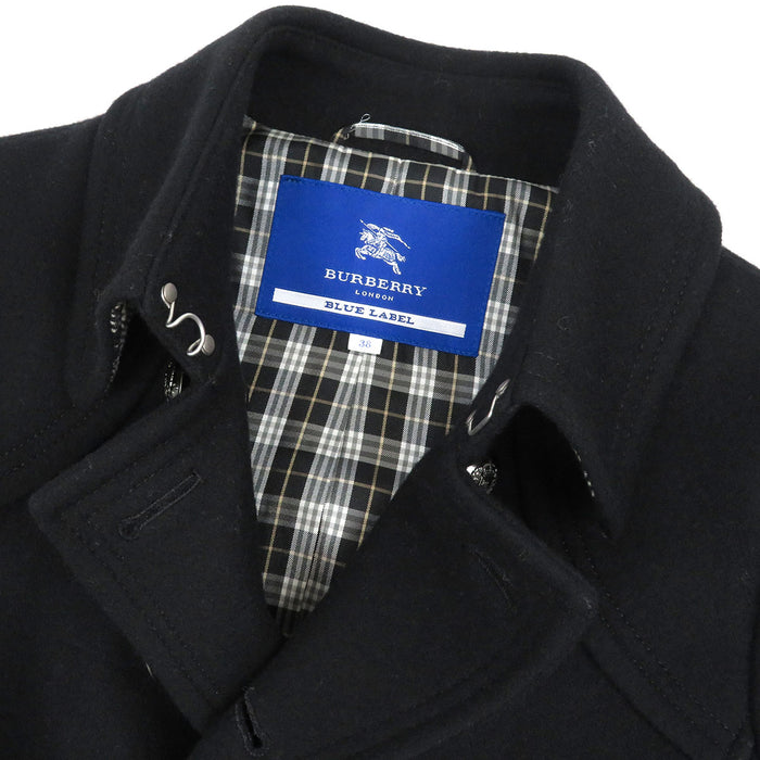 BURBERRY 
BLUE LABEL ウール 裏地チェック柄 
ブルーレーベル ピーコート