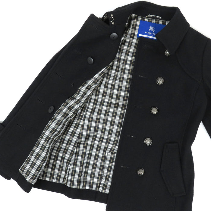 BURBERRY 
BLUE LABEL ウール 裏地チェック柄 
ブルーレーベル ピーコート
