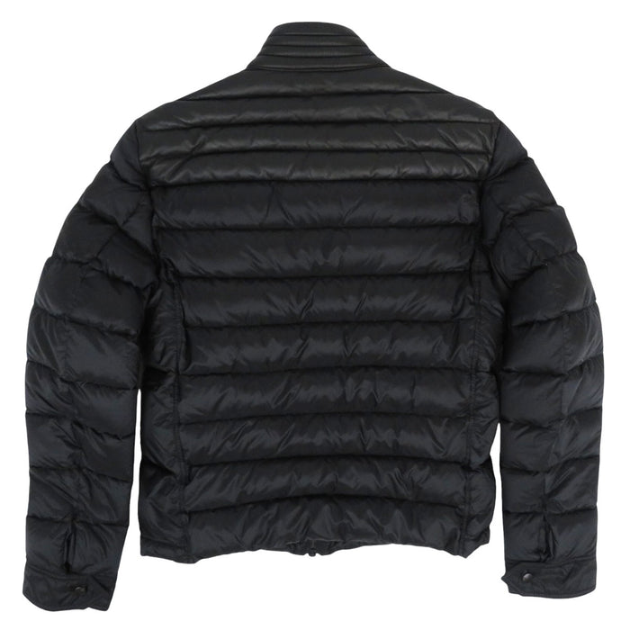 MONCLER 
ロゴ ハイネック ダブルジップ 
JEANDAT レザー ナイロン 切替 ダウンジャケット