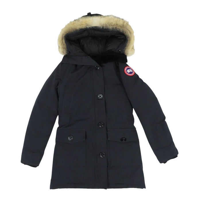 CANADA GOOSE 
Patch logo cappuccio in coyote 
BRONTE giacca imbottita con pelliccia