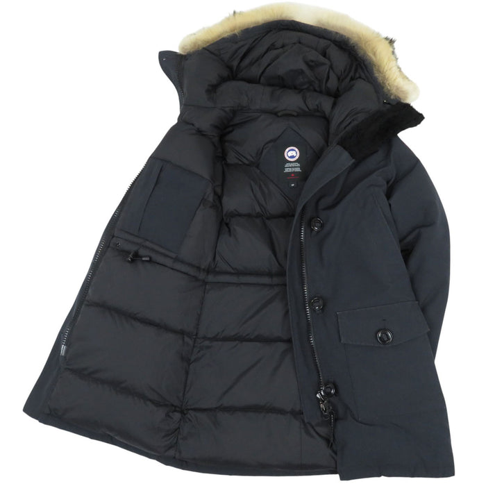 CANADA GOOSE 
Patch logo cappuccio in coyote 
BRONTE giacca imbottita con pelliccia