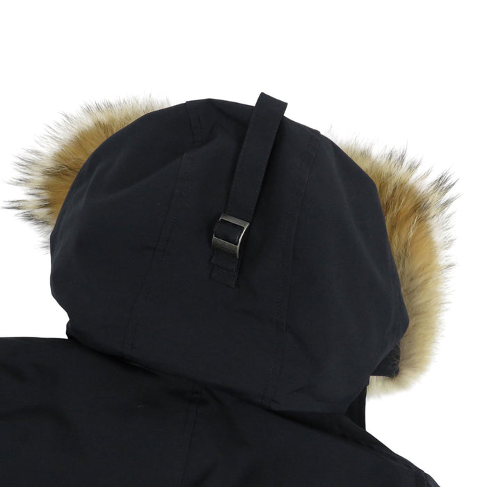 CANADA GOOSE 
Patch logo cappuccio in coyote 
BRONTE giacca imbottita con pelliccia