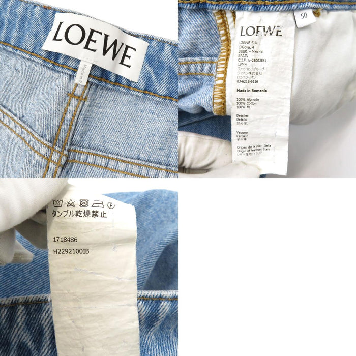 LOEWE  
直筒棉質  
標誌貼布牛仔褲