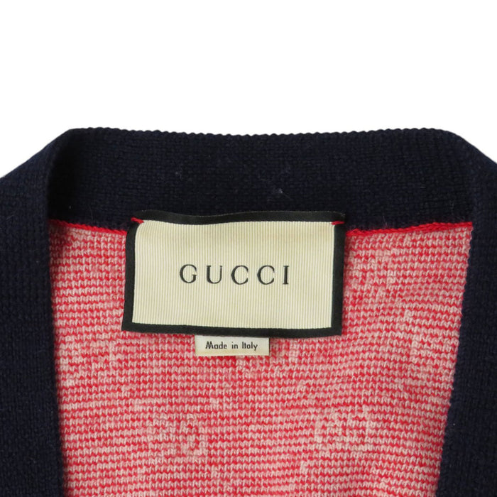 GUCCI 
ニット 総柄 ウール アルパカ 
GGジャカード ロング カーディガン