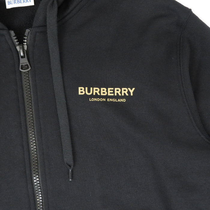 BURBERRY 
スウェット コットン 
ロゴ プリント ジップアップ フーディ