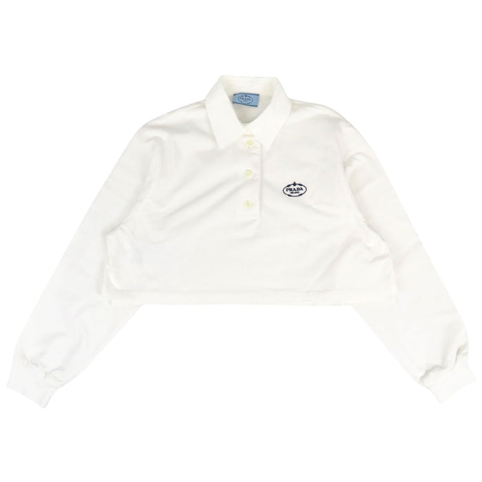 PRADA 
クロップド コットン 
ロゴ エンブロイダリー ジャージー ポロシャツ