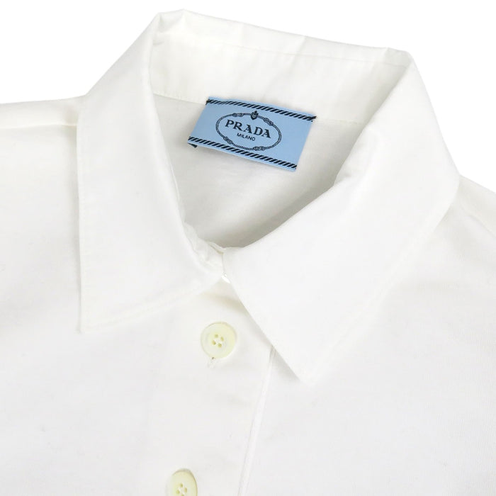 PRADA 
クロップド コットン 
ロゴ エンブロイダリー ジャージー ポロシャツ