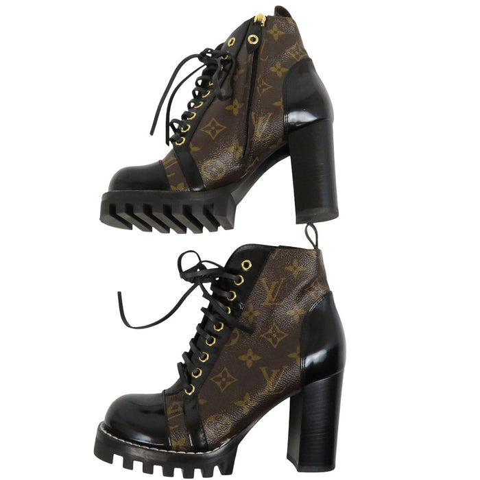 LOUIS VUITTON 
LV レースアップ レザー 
スタートレイル ライン アンクルブーツ 
モノグラム