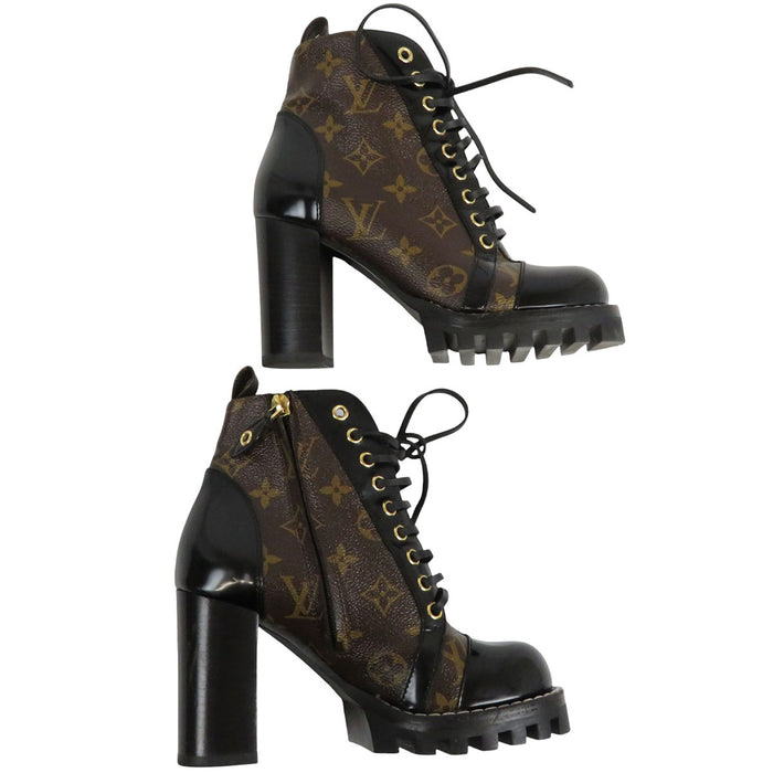 LOUIS VUITTON 
LV レースアップ レザー 
スタートレイル ライン アンクルブーツ 
モノグラム