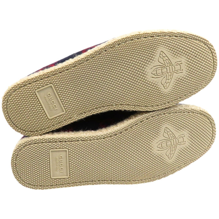 GUCCI 
GG 総柄 ボア ゴールドカラー金具 
ホースビット ムートン スリッポン