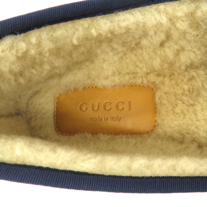 GUCCI 
GG 総柄 ボア ゴールドカラー金具 
ホースビット ムートン スリッポン