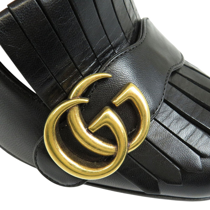 GUCCI 
ロゴ ハイヒール レザー ゴールドカラー金具 
GGマーモント フリンジ パンプス