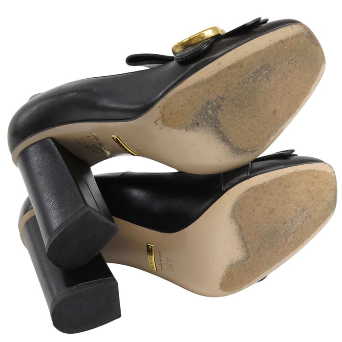 GUCCI 
ロゴ ハイヒール レザー ゴールドカラー金具 
GGマーモント フリンジ パンプス