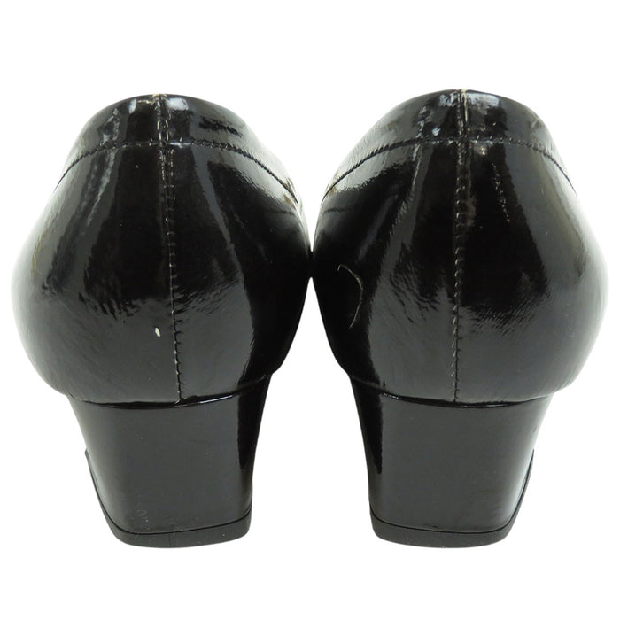 PRADA 
パテント 
ロゴ ローヒール パンプス