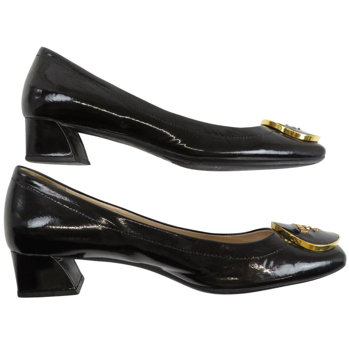 PRADA 
パテント 
ロゴ ローヒール パンプス