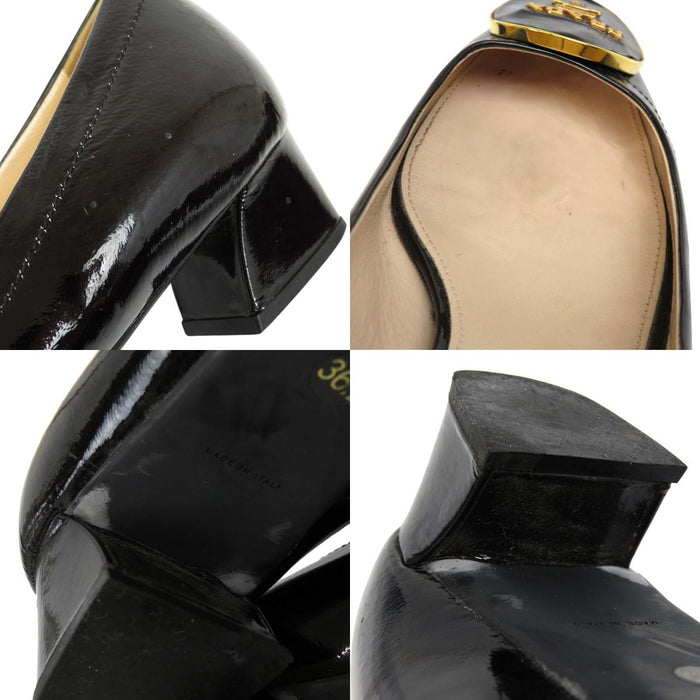 PRADA 
パテント 
ロゴ ローヒール パンプス